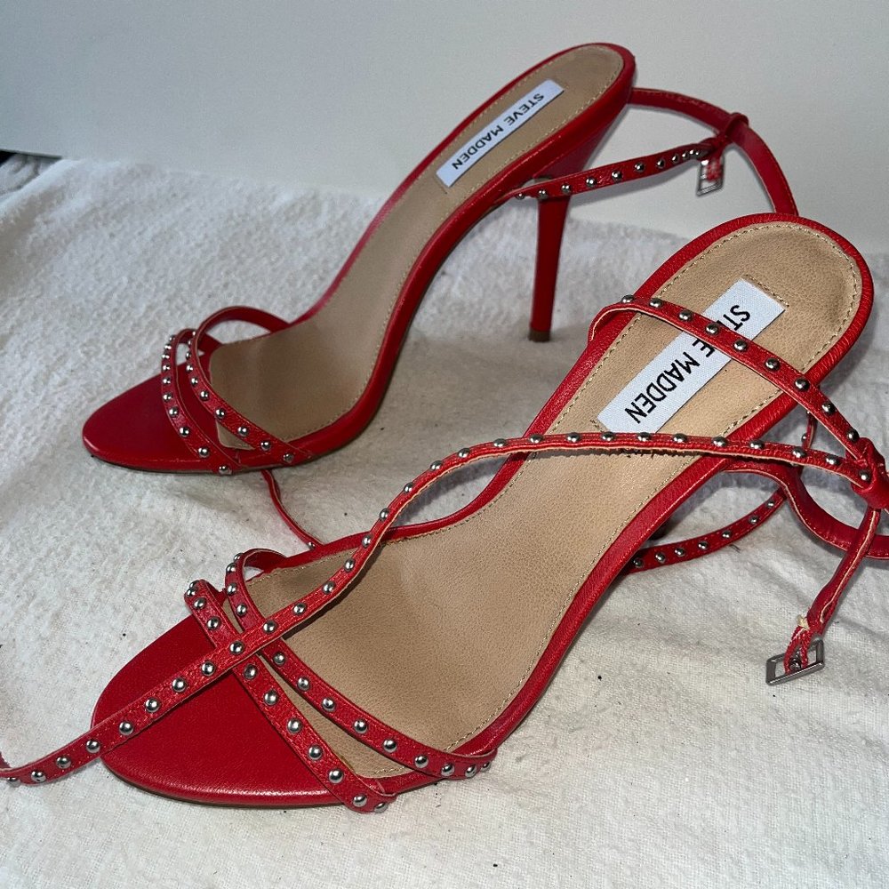Steve Madden red studded heels